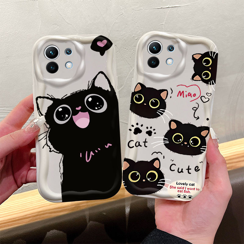 Phone Cases Xiaomi 14 - Cute Big Eyed Black Cat 3D