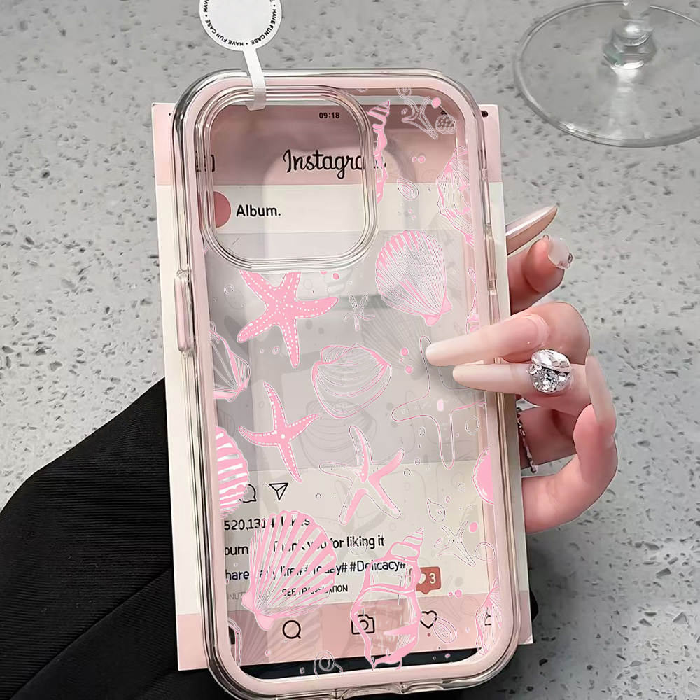 Phone Cases Online - Summer Pink Seashell Clear Phone Case