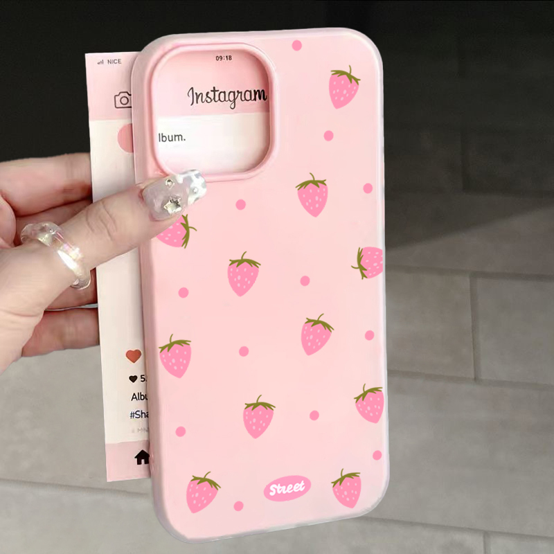 Phone Cases Online - Sweet Pink Strawberry Pattern Phone Case