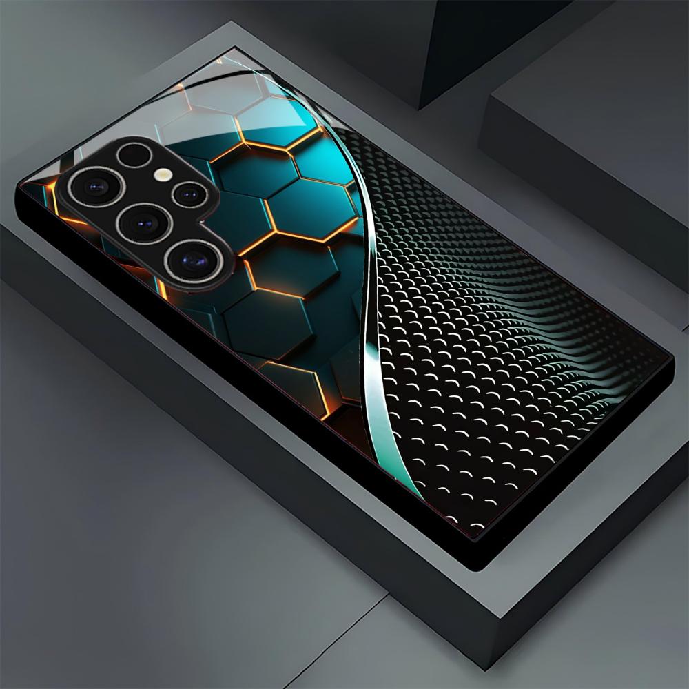 Phone Cases Galaxy S23 - Creative Honeycomb Wood Pattern glass Phone