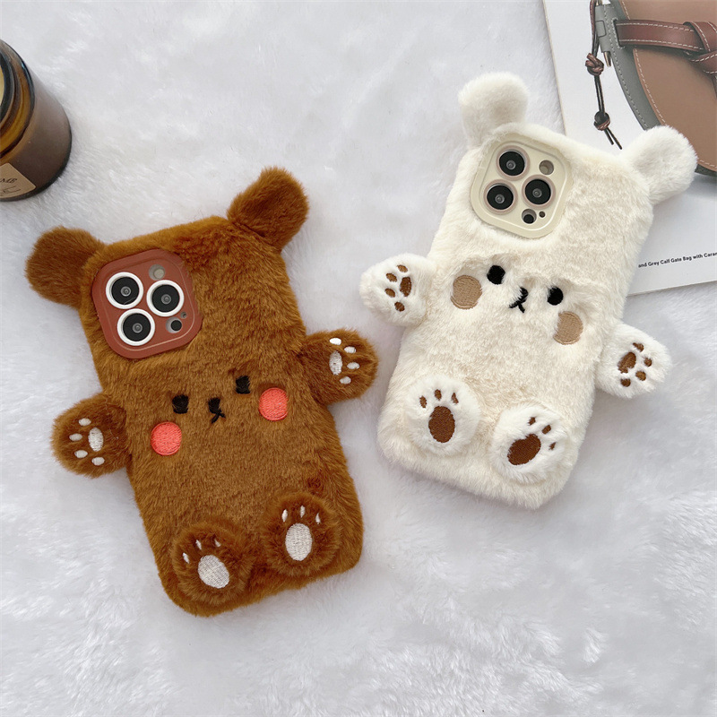 Korean 3D Cartoon Bear Fluffy  - Phone Cases Iphone 15 reseña y precio