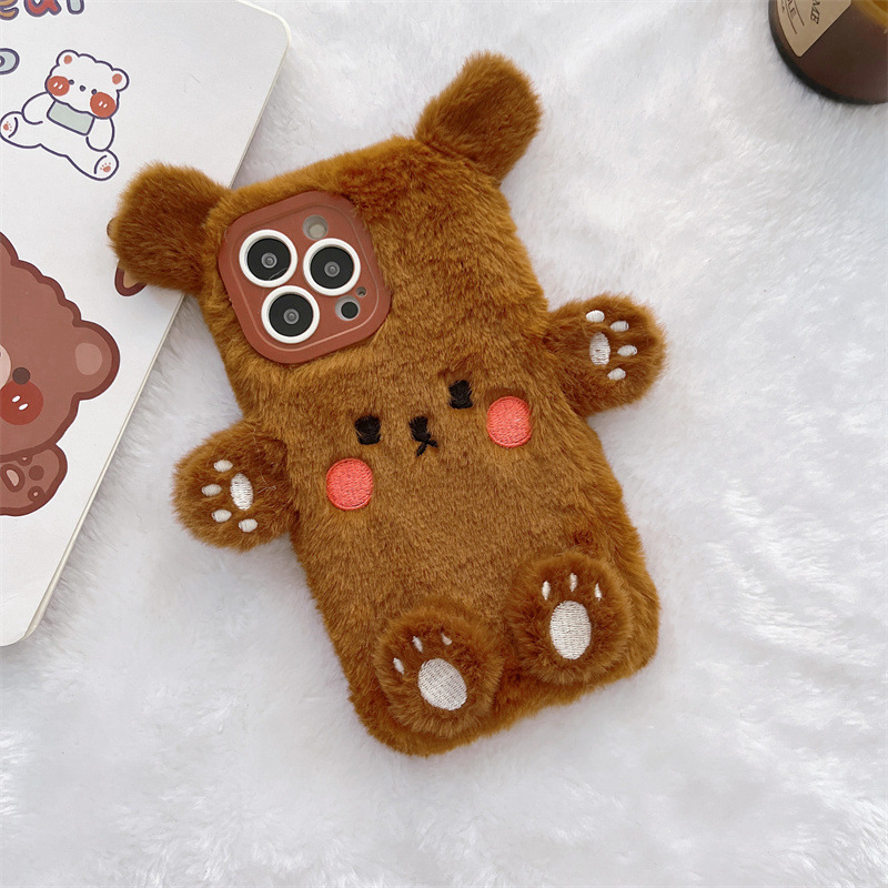 Korean 3D Cartoon Bear Fluffy  - Phone Cases Iphone 15 reseña y precio