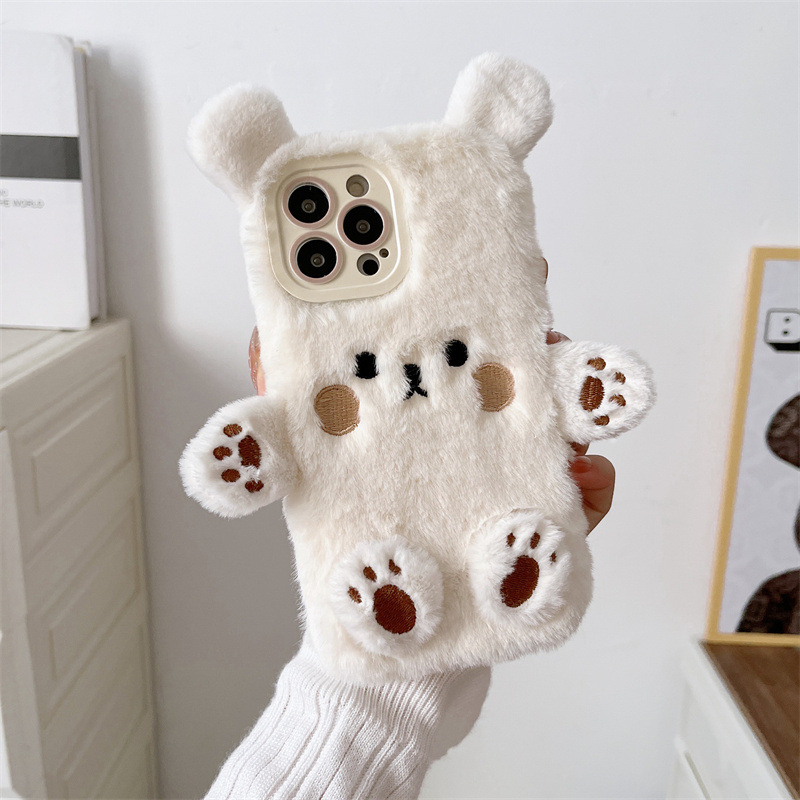 Korean 3D Cartoon Bear Fluffy  - Phone Cases Iphone 15 reseña y precio