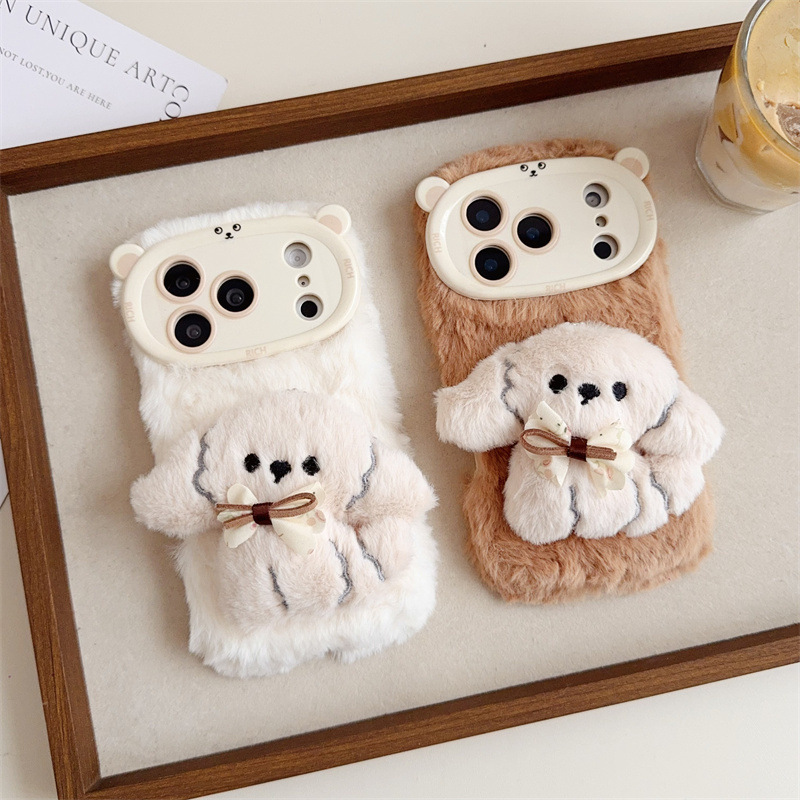 3D Cartoon Bowknot Puppy Warm  - Phone Cases Iphone 15 reseña y precio