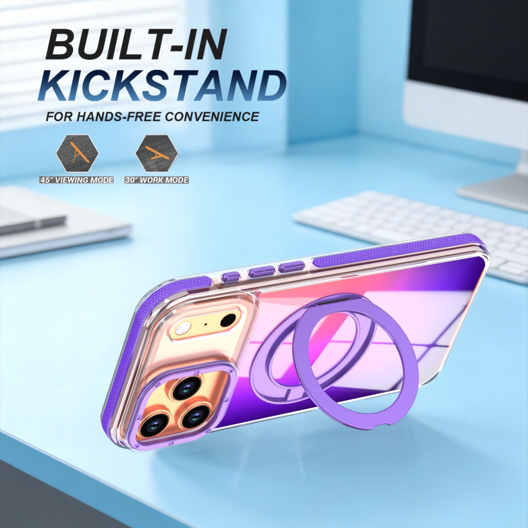 Luxury 360 ° Rotating Bracket  - Gradient Color Case reseña y precio