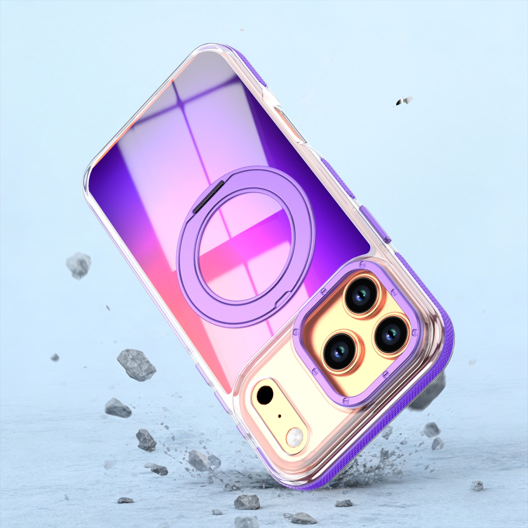 Luxury 360 ° Rotating Bracket  - Gradient Color Case reseña y precio
