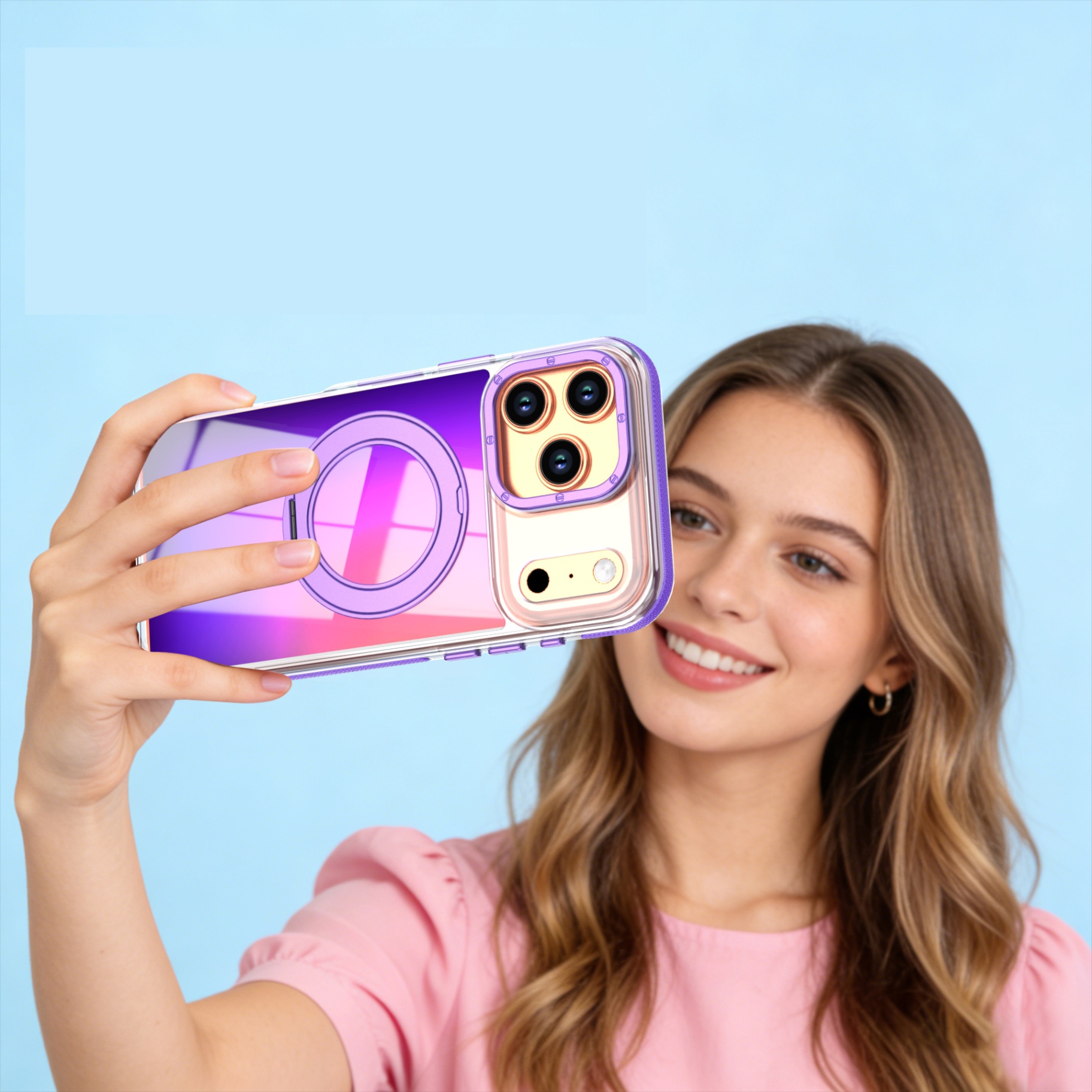 Luxury 360 ° Rotating Bracket  - Gradient Color Case reseña y precio