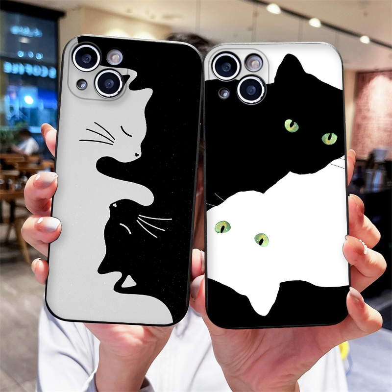 Cartoon Black White Cat Lovers - Phone Cases Motorola reseña y precio