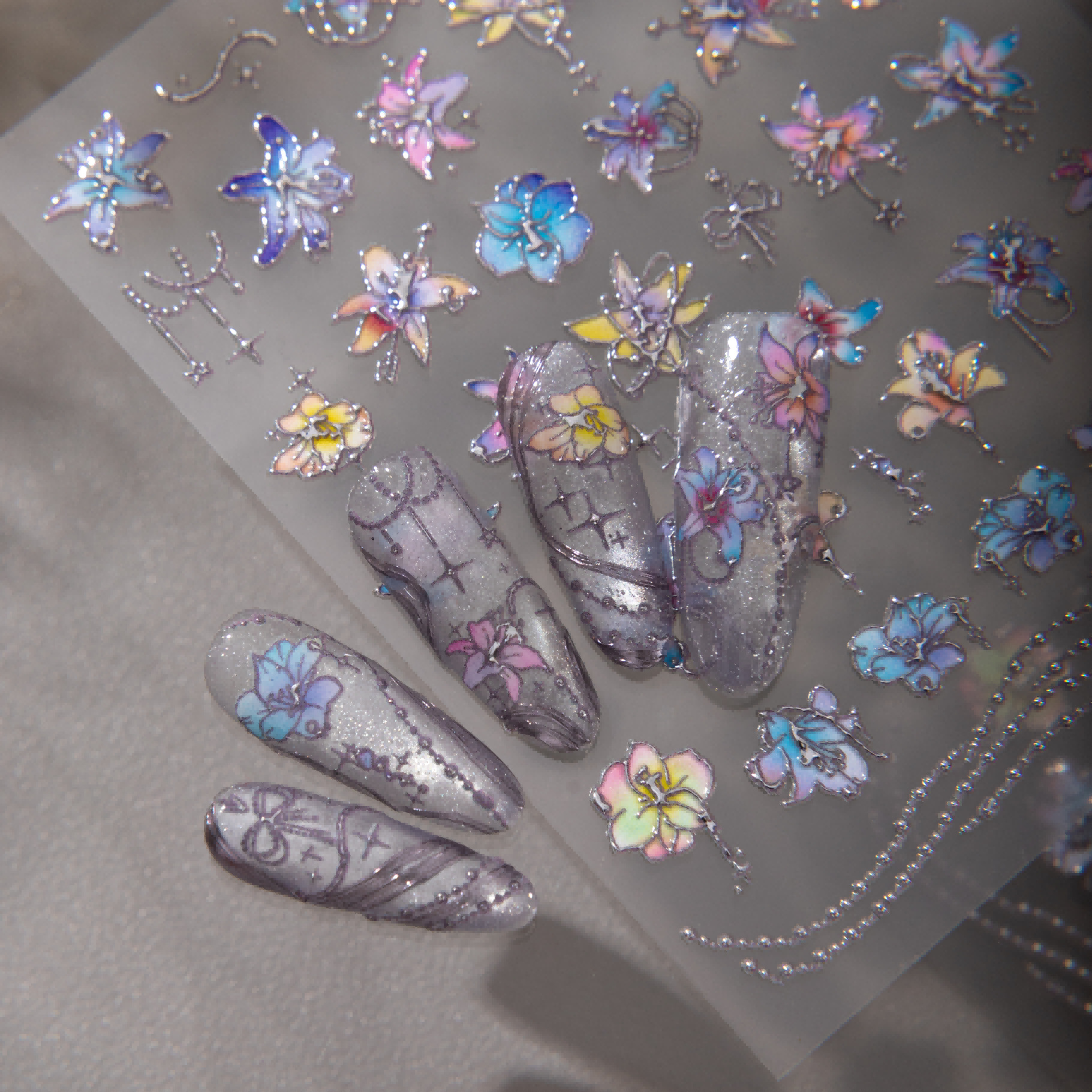 Iridescent Floral Nail Sticker - Phone Cases Viral reseña y precio